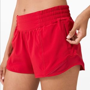 Lululemon hotty hot high-rise lined short 2.5 deep red size 10